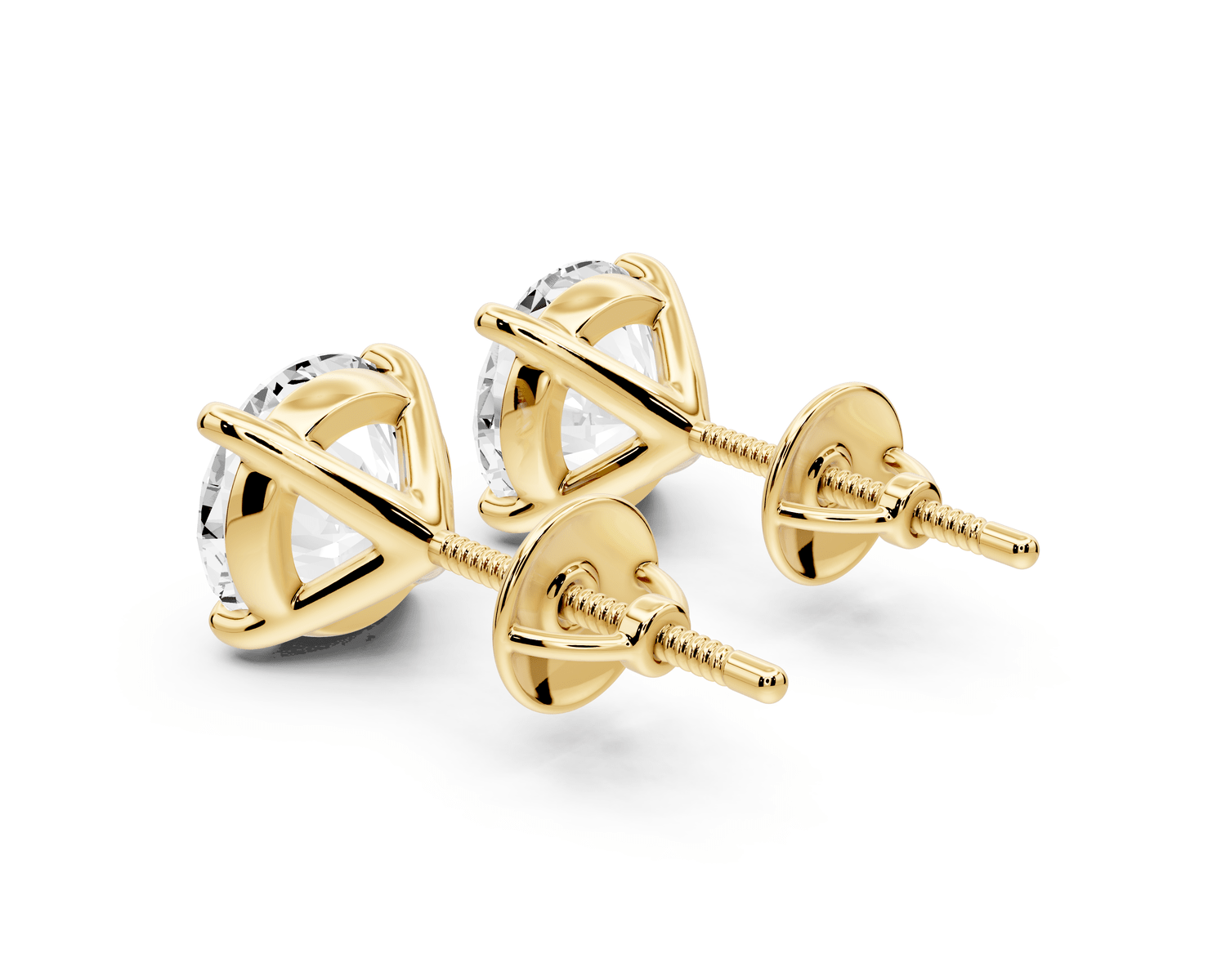 Aura - 4ct 14k yellow gold Round - Cut Diamond Stud Earrings - Mr. Alex Jewelry
