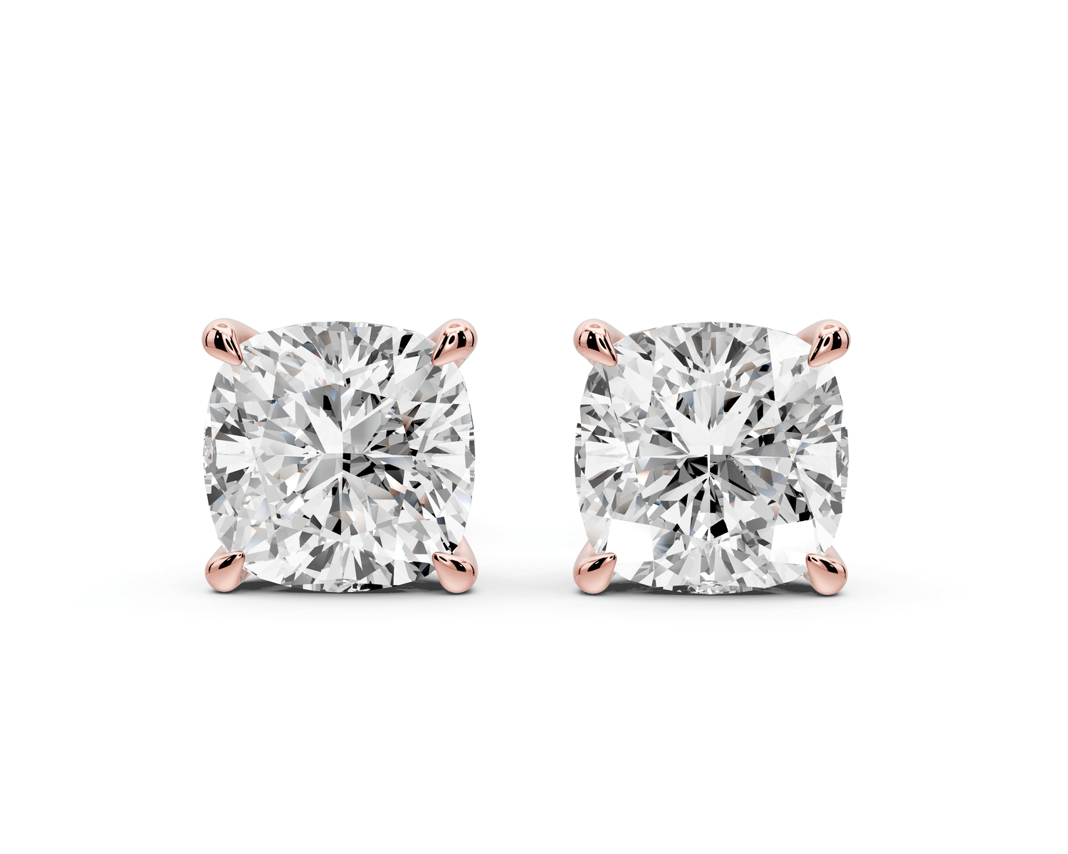 Aura - 5ct 14k rose gold Cushion - Cut Diamond Stud Earrings - Mr. Alex Jewelry
