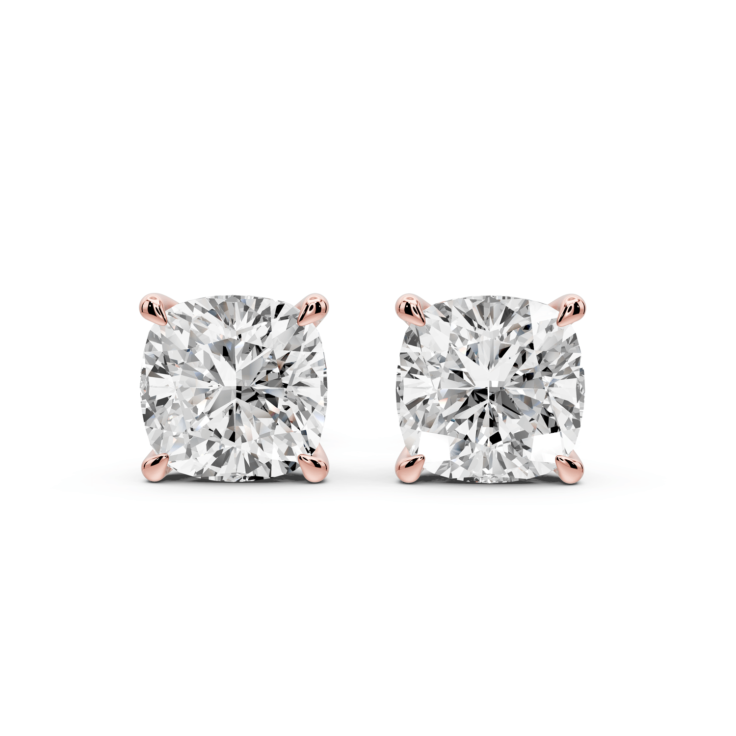 Aura - 5ct 14k rose gold Cushion - Cut Diamond Stud Earrings - Mr. Alex Jewelry