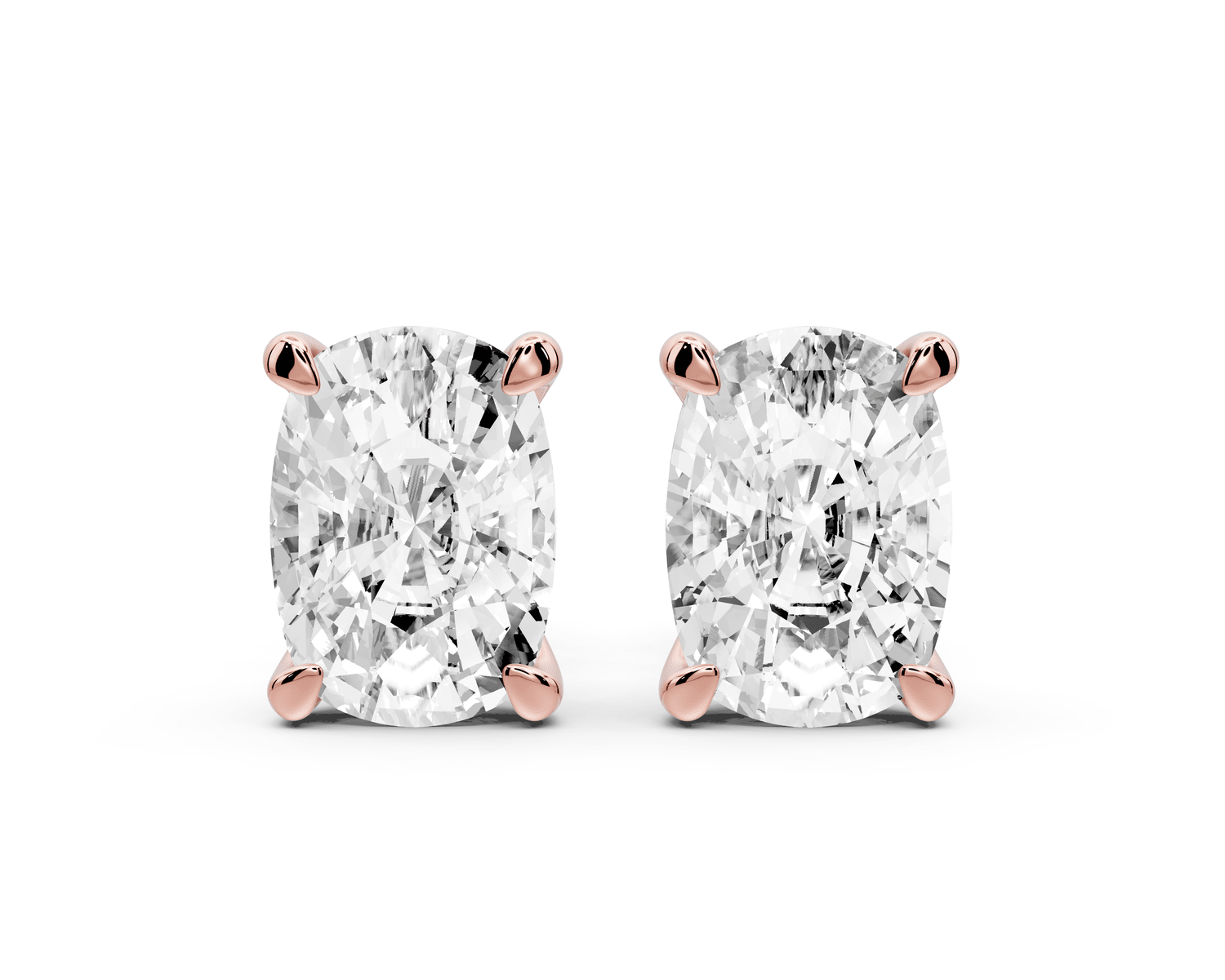 Aura - 5ct 14k rose gold Elgcushion - Cut Diamond Stud Earrings - Mr. Alex Jewelry