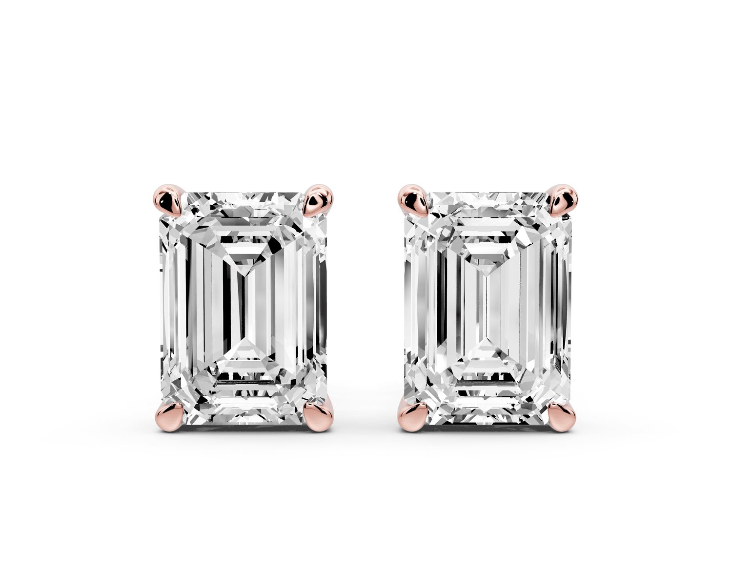 Aura - 5ct 14k rose gold Emerald - Cut Diamond Stud Earrings - Mr. Alex Jewelry