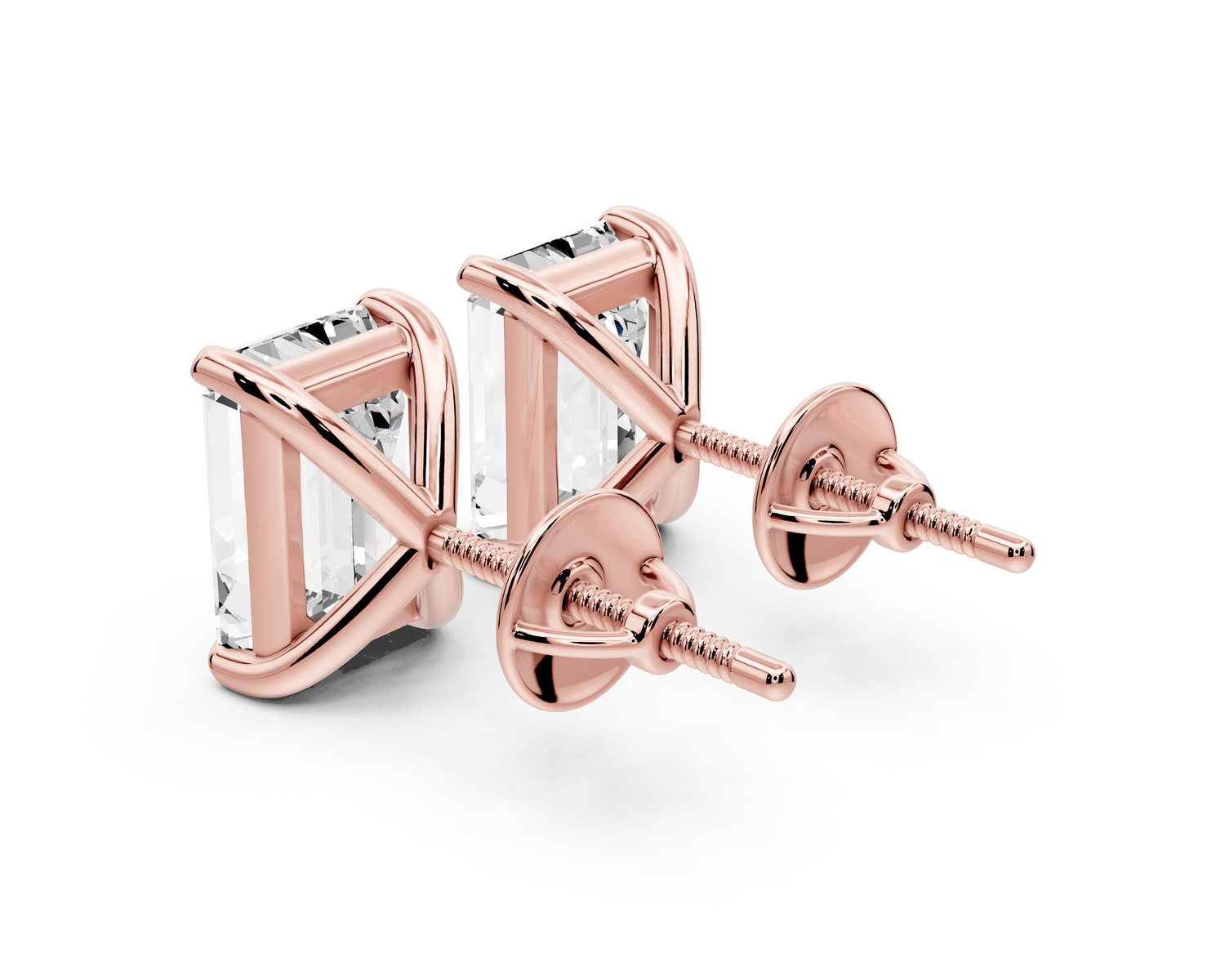 Aura - 5ct 14k rose gold Emerald - Cut Diamond Stud Earrings - Mr. Alex Jewelry