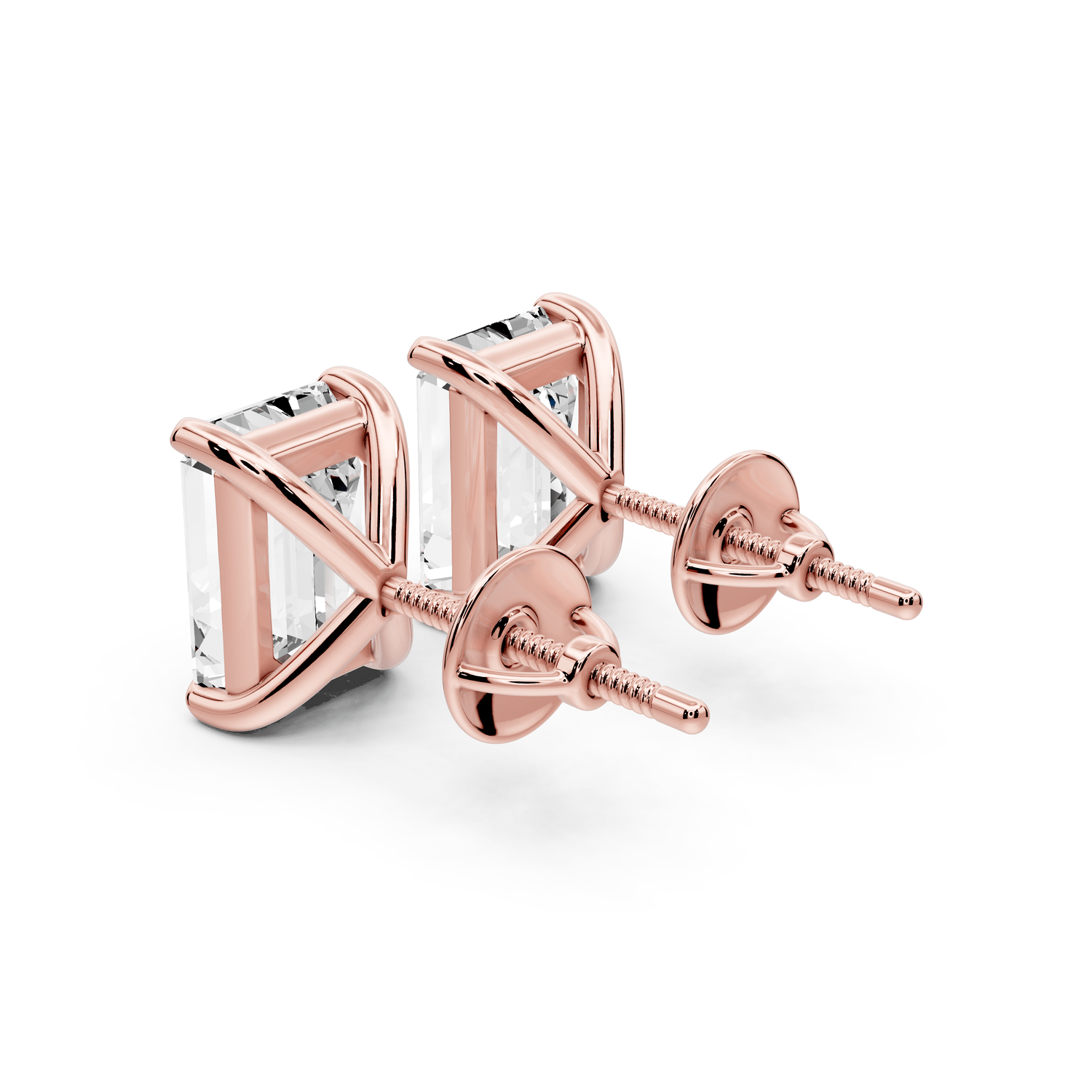 Aura - 5ct 14k rose gold Emerald - Cut Diamond Stud Earrings - Mr. Alex Jewelry