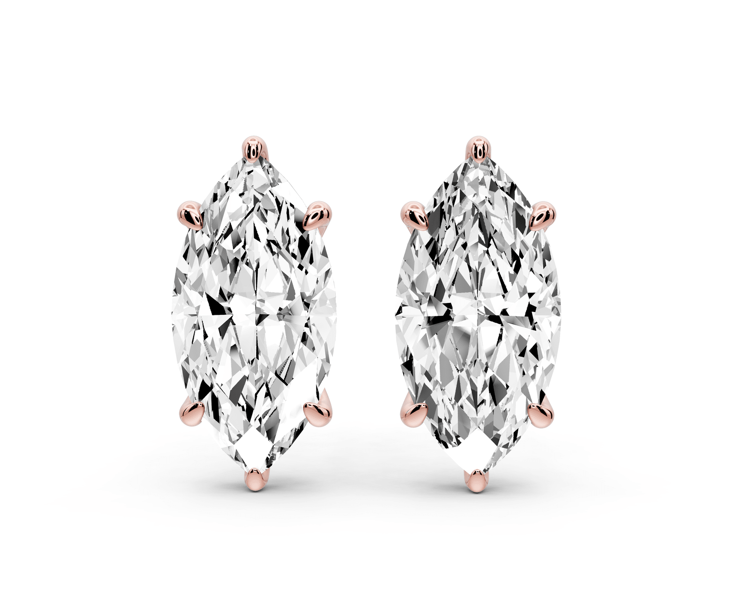 Aura - 5ct 14k rose gold Marquise - Cut Diamond Stud Earrings - Mr. Alex Jewelry