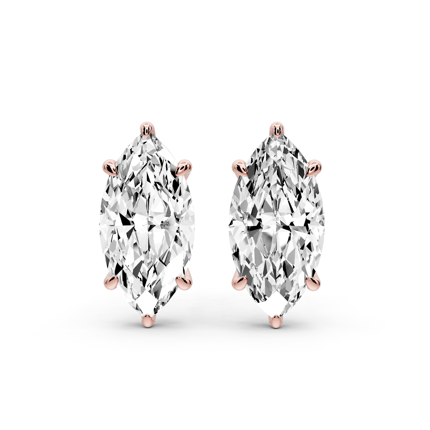 Aura - 5ct 14k rose gold Marquise - Cut Diamond Stud Earrings - Mr. Alex Jewelry