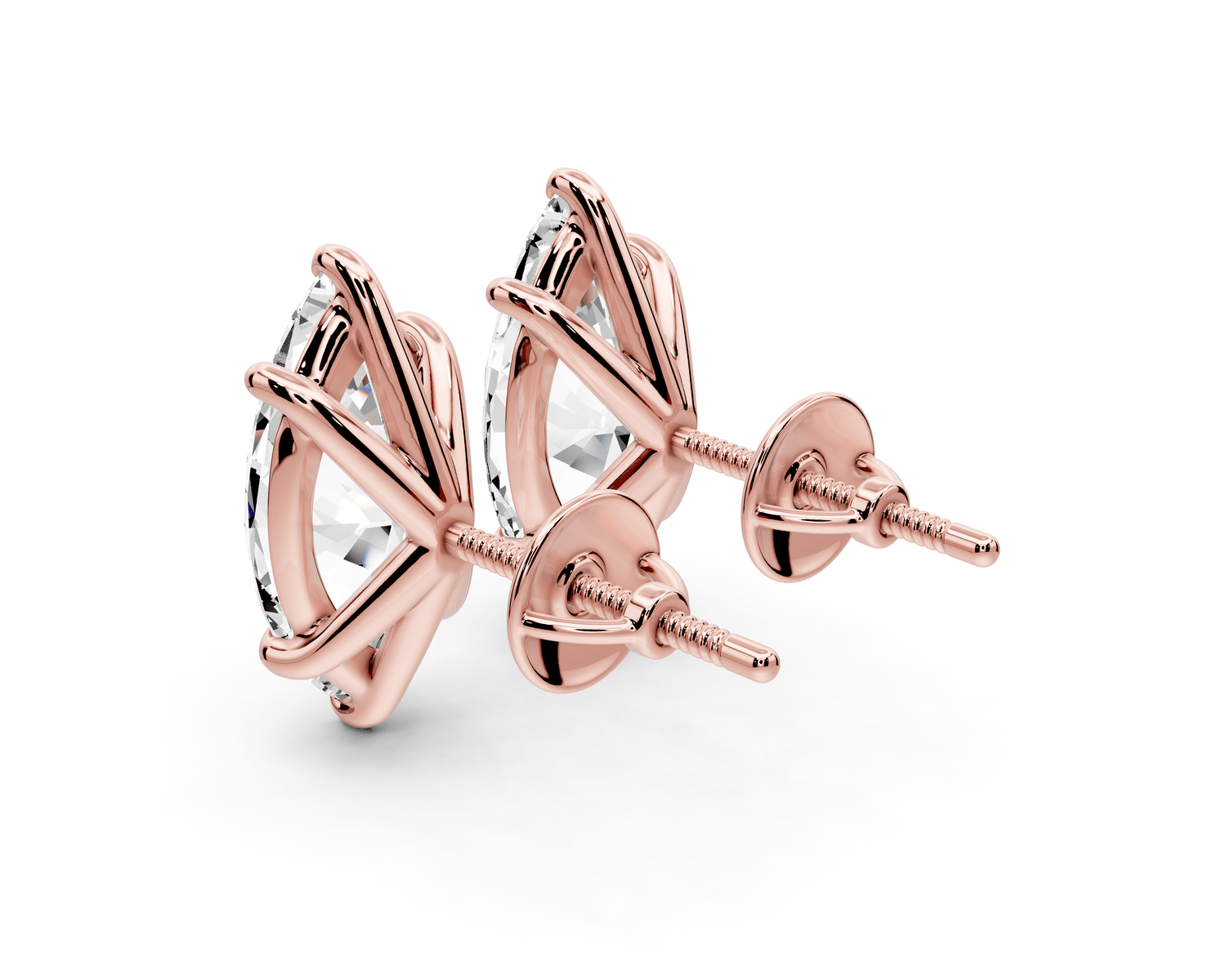 Aura - 5ct 14k rose gold Marquise - Cut Diamond Stud Earrings - Mr. Alex Jewelry