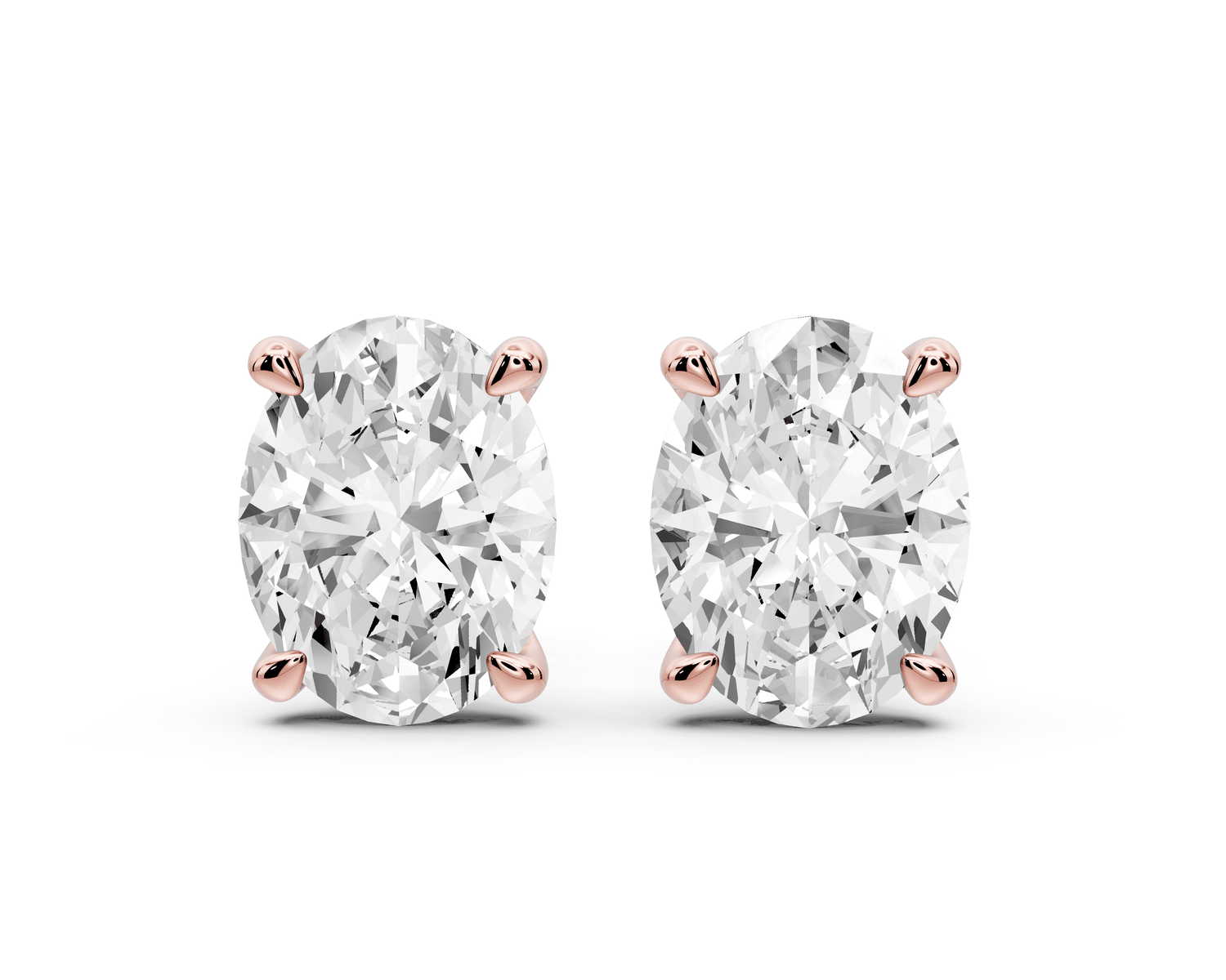 Aura - 5ct 14k rose gold Oval - Cut Diamond Stud Earrings - Mr. Alex Jewelry