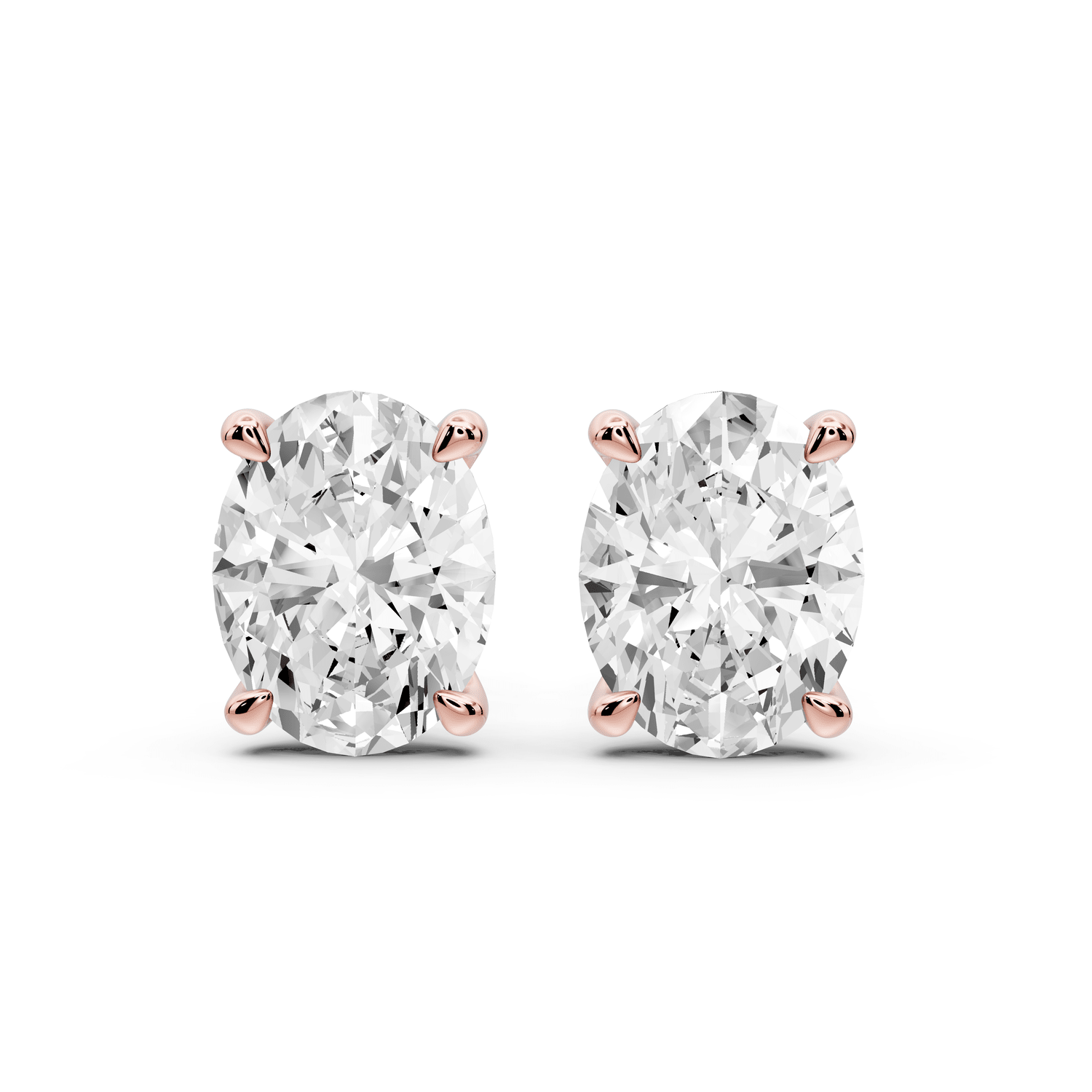 Aura - 5ct 14k rose gold Oval - Cut Diamond Stud Earrings - Mr. Alex Jewelry