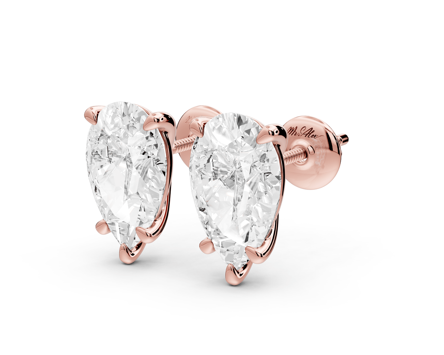 Aura - 5ct 14k rose gold Pear - Cut Diamond Stud Earrings - Mr. Alex Jewelry
