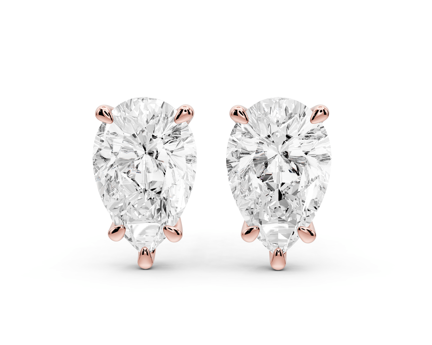 Aura - 5ct 14k rose gold Pear - Cut Diamond Stud Earrings - Mr. Alex Jewelry