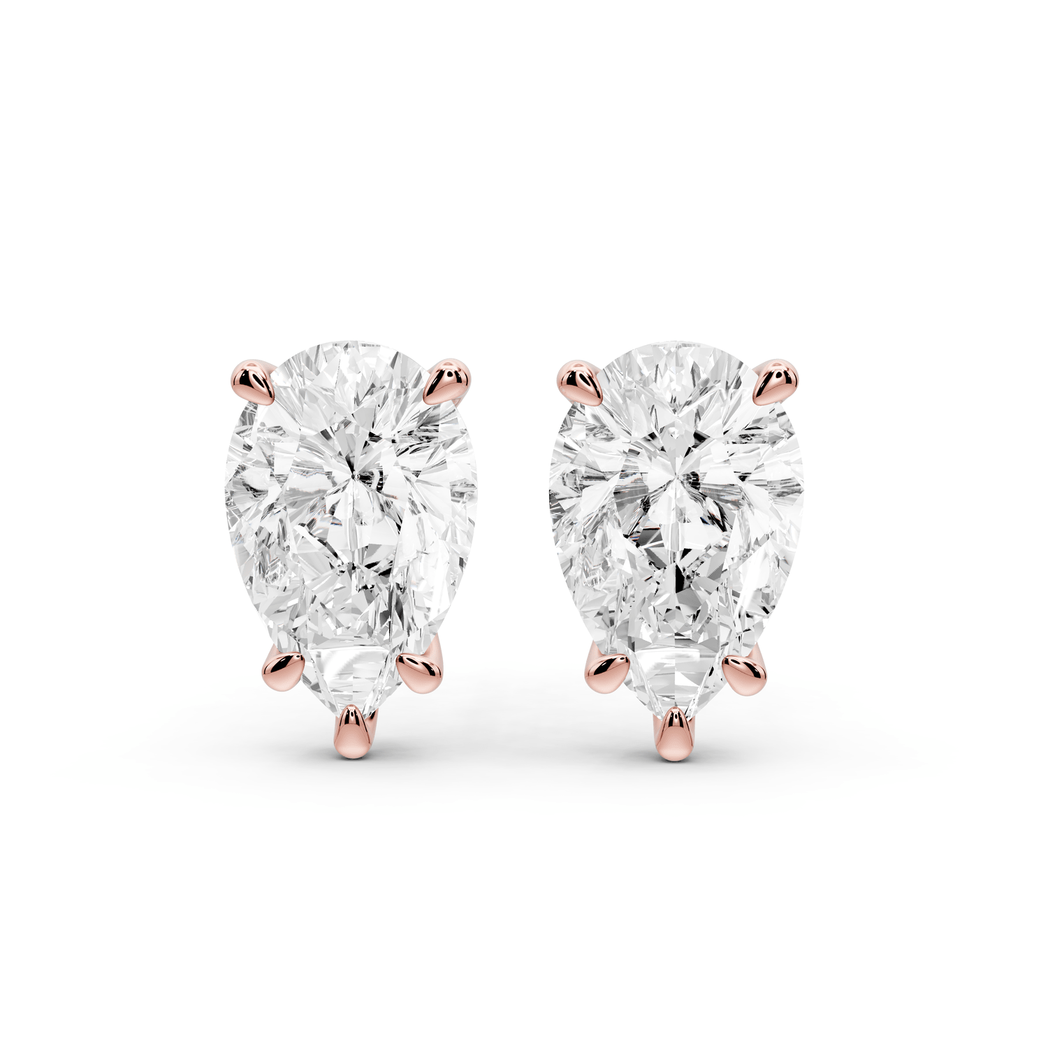 Aura - 5ct 14k rose gold Pear - Cut Diamond Stud Earrings - Mr. Alex Jewelry