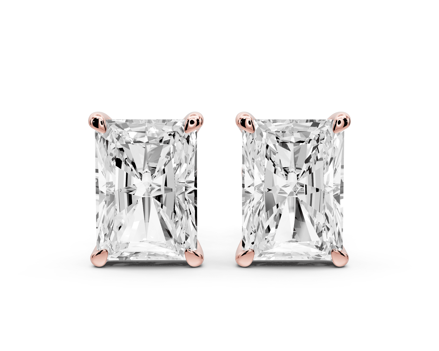 Aura - 5ct 14k rose gold Radiant - Cut Diamond Stud Earrings - Mr. Alex Jewelry