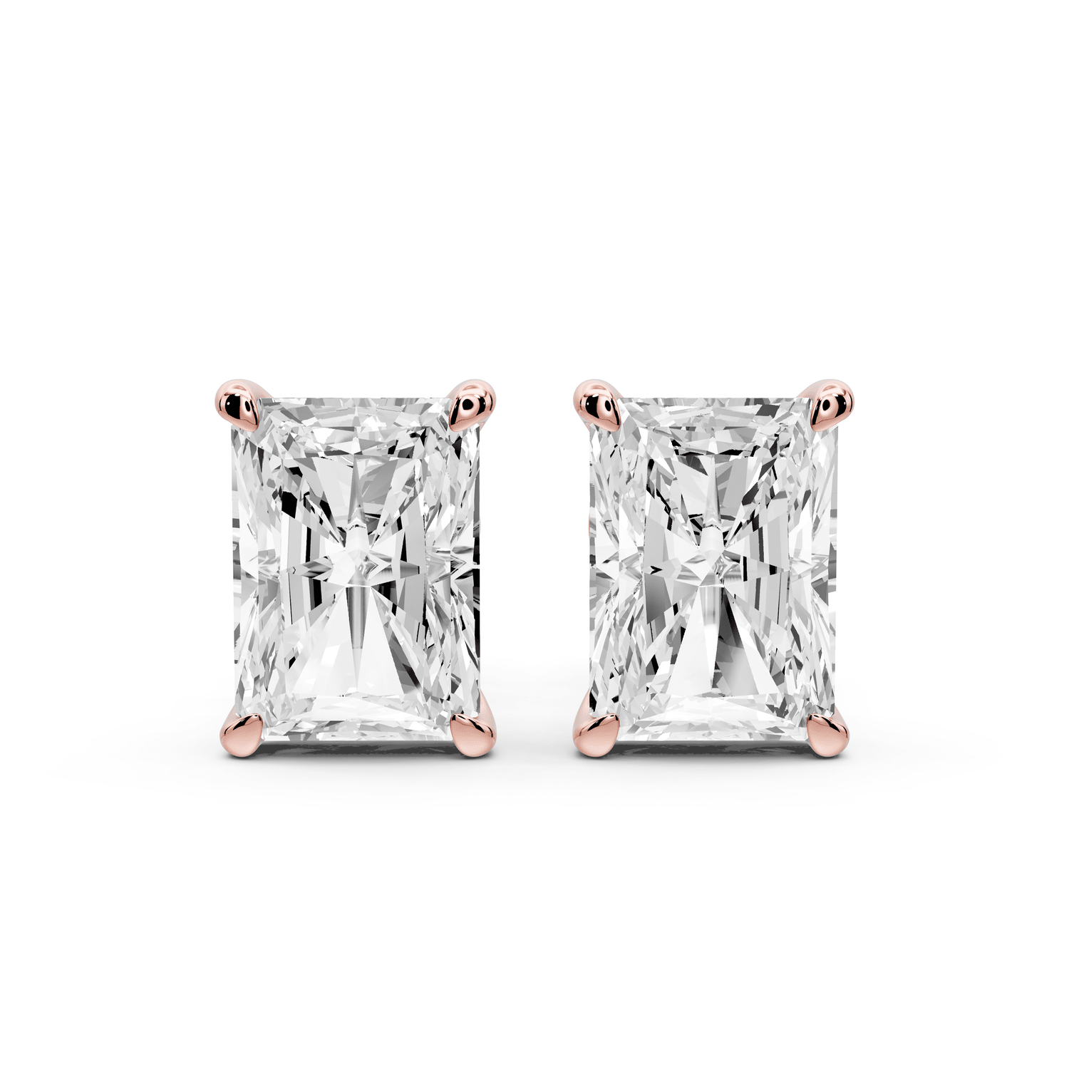 Aura - 5ct 14k rose gold Radiant - Cut Diamond Stud Earrings - Mr. Alex Jewelry