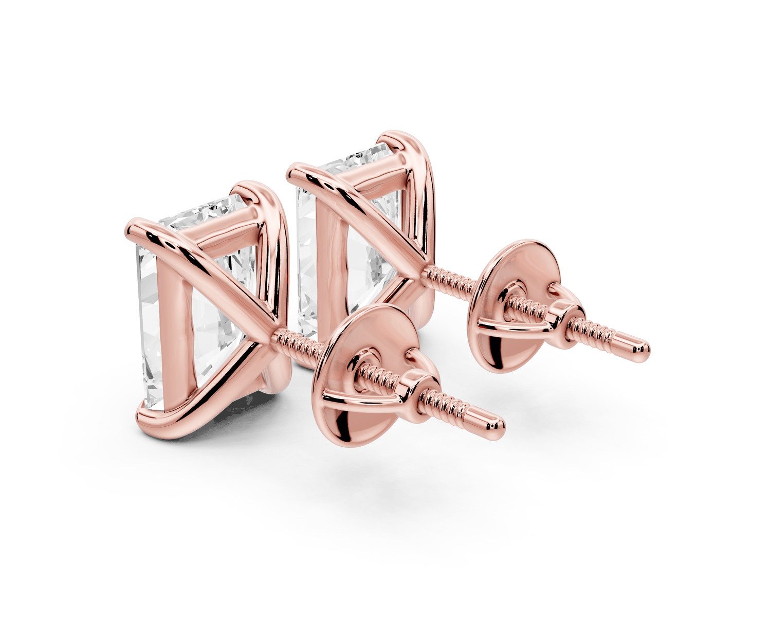 Aura - 5ct 14k rose gold Radiant - Cut Diamond Stud Earrings - Mr. Alex Jewelry