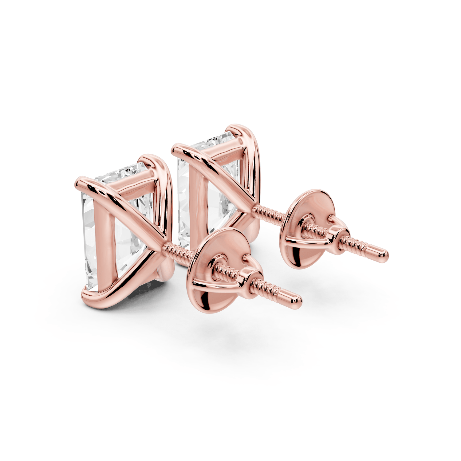 Aura - 5ct 14k rose gold Radiant - Cut Diamond Stud Earrings - Mr. Alex Jewelry