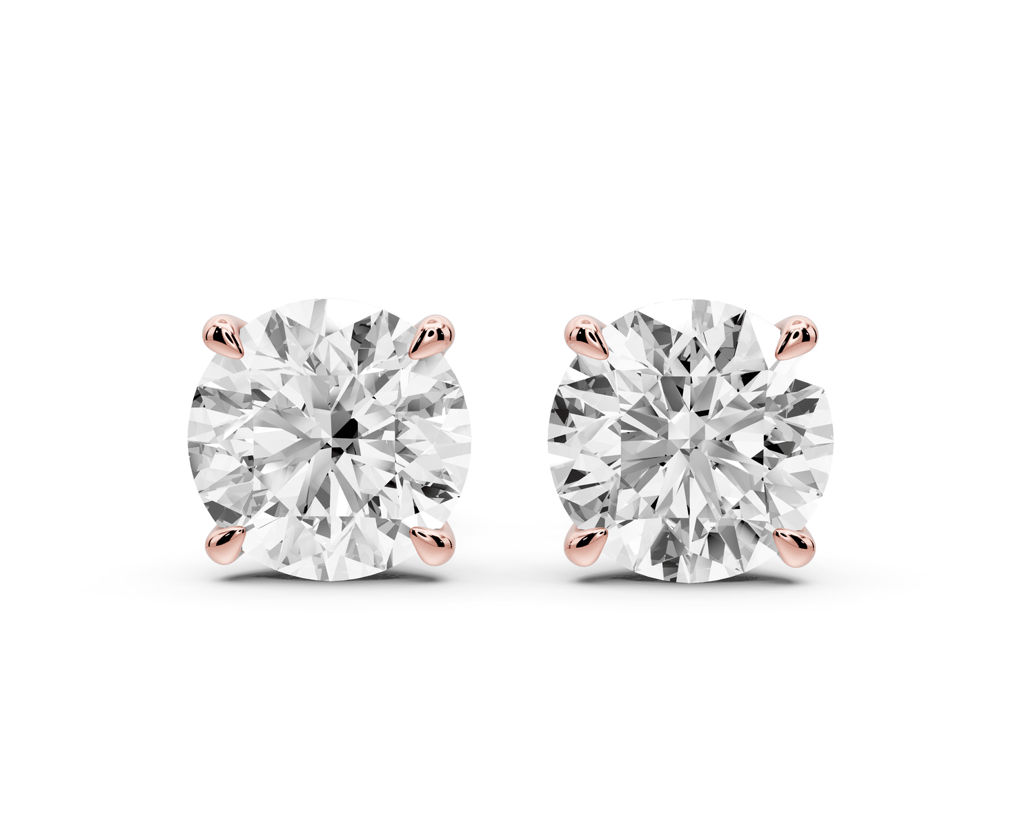 Aura - 5ct 14k rose gold Round - Cut Diamond Stud Earrings - Mr. Alex Jewelry