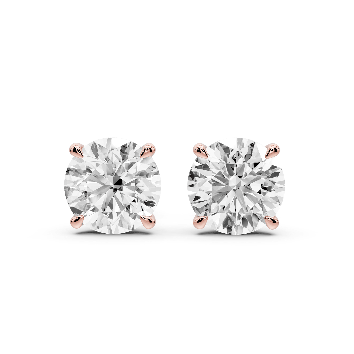 Aura - 5ct 14k rose gold Round - Cut Diamond Stud Earrings - Mr. Alex Jewelry
