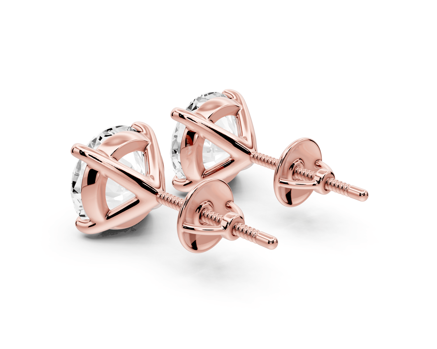 Aura - 5ct 14k rose gold Round - Cut Diamond Stud Earrings - Mr. Alex Jewelry