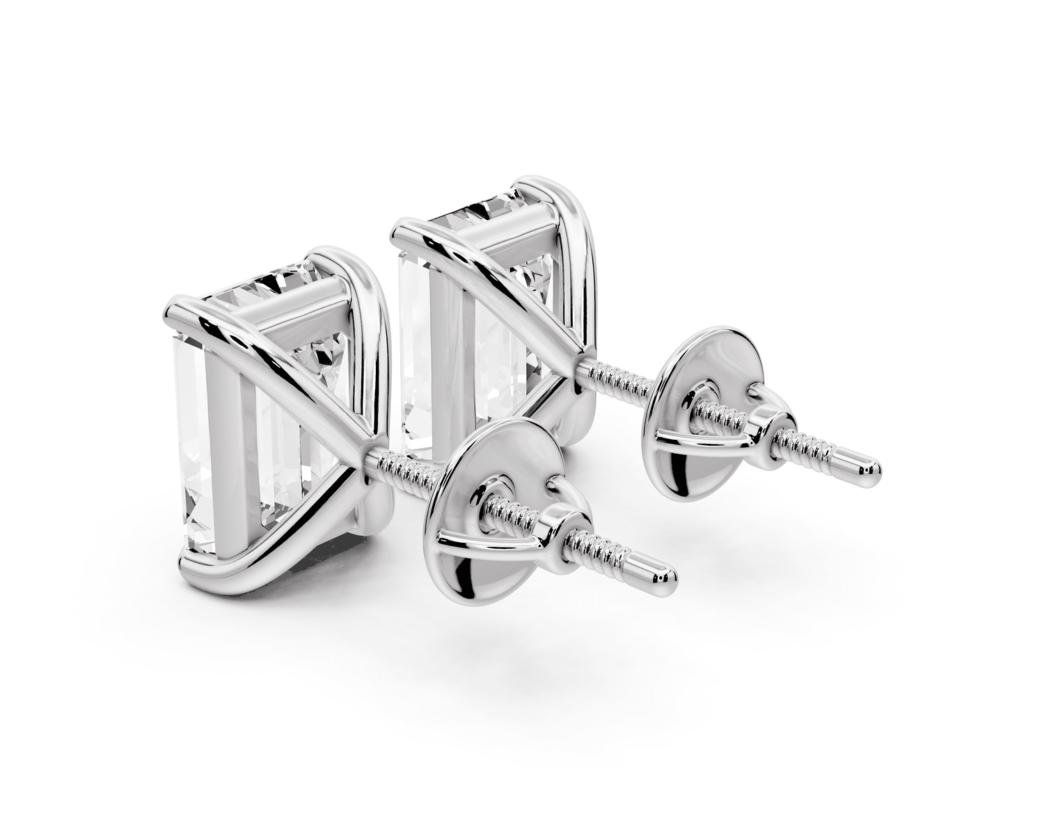 Aura - 5ct 14k white gold Emerald - Cut Diamond Stud Earrings - Mr. Alex Jewelry