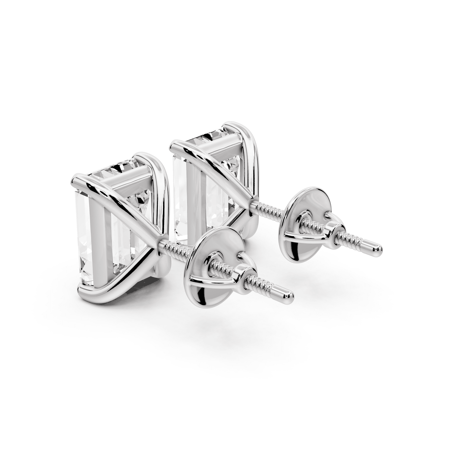 Aura - 5ct 14k white gold Emerald - Cut Diamond Stud Earrings - Mr. Alex Jewelry