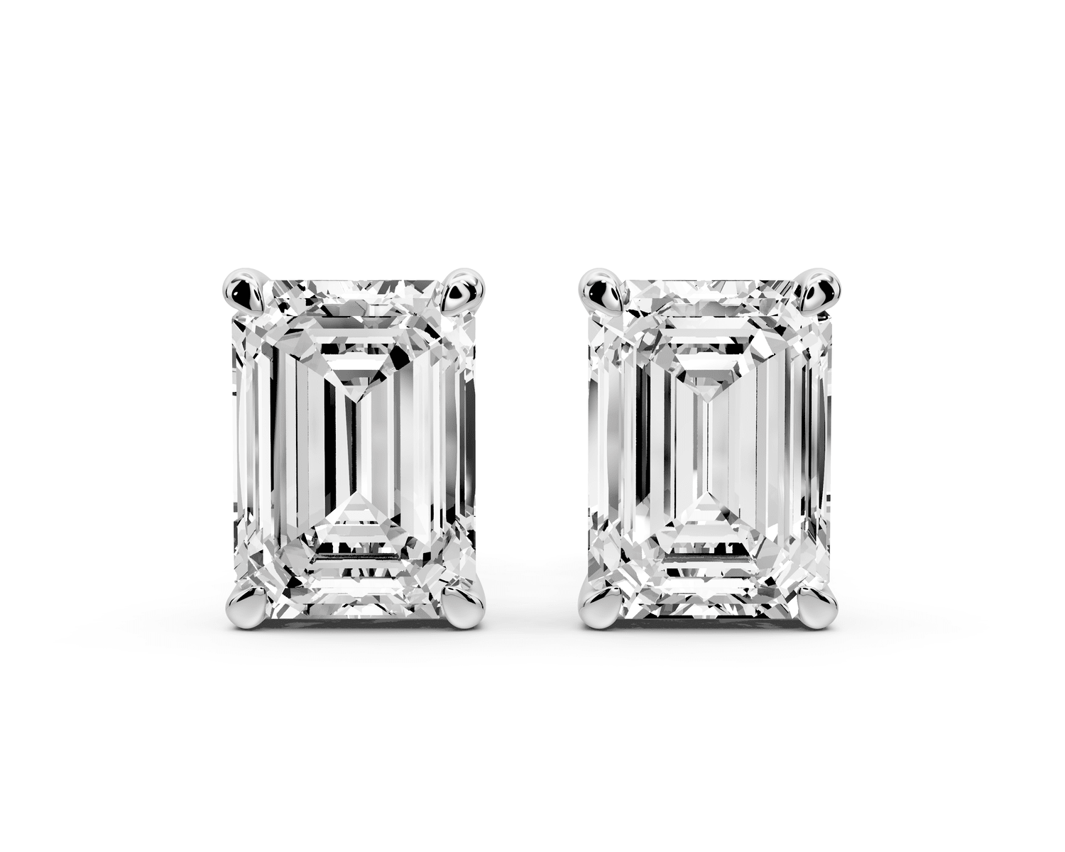 Aura - 5ct 14k white gold Emerald - Cut Diamond Stud Earrings - Mr. Alex Jewelry