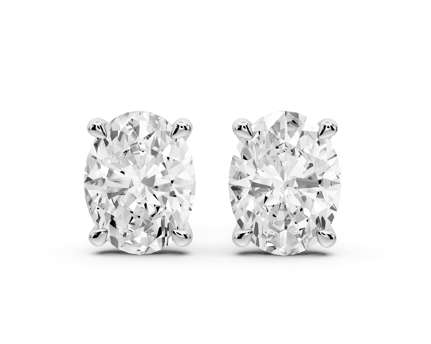 Aura - 5ct 14k white gold Oval - Cut Diamond Stud Earrings - Mr. Alex Jewelry