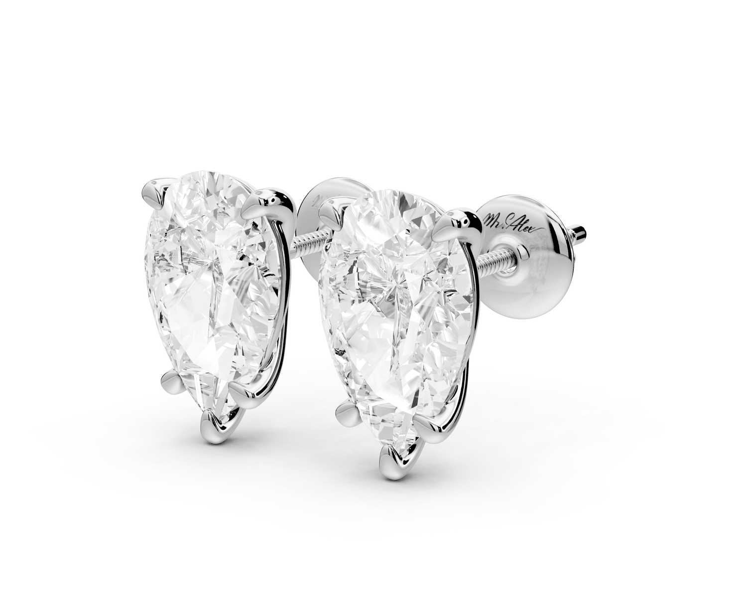 Aura - 5ct 14k white gold Pear - Cut Diamond Stud Earrings - Mr. Alex Jewelry
