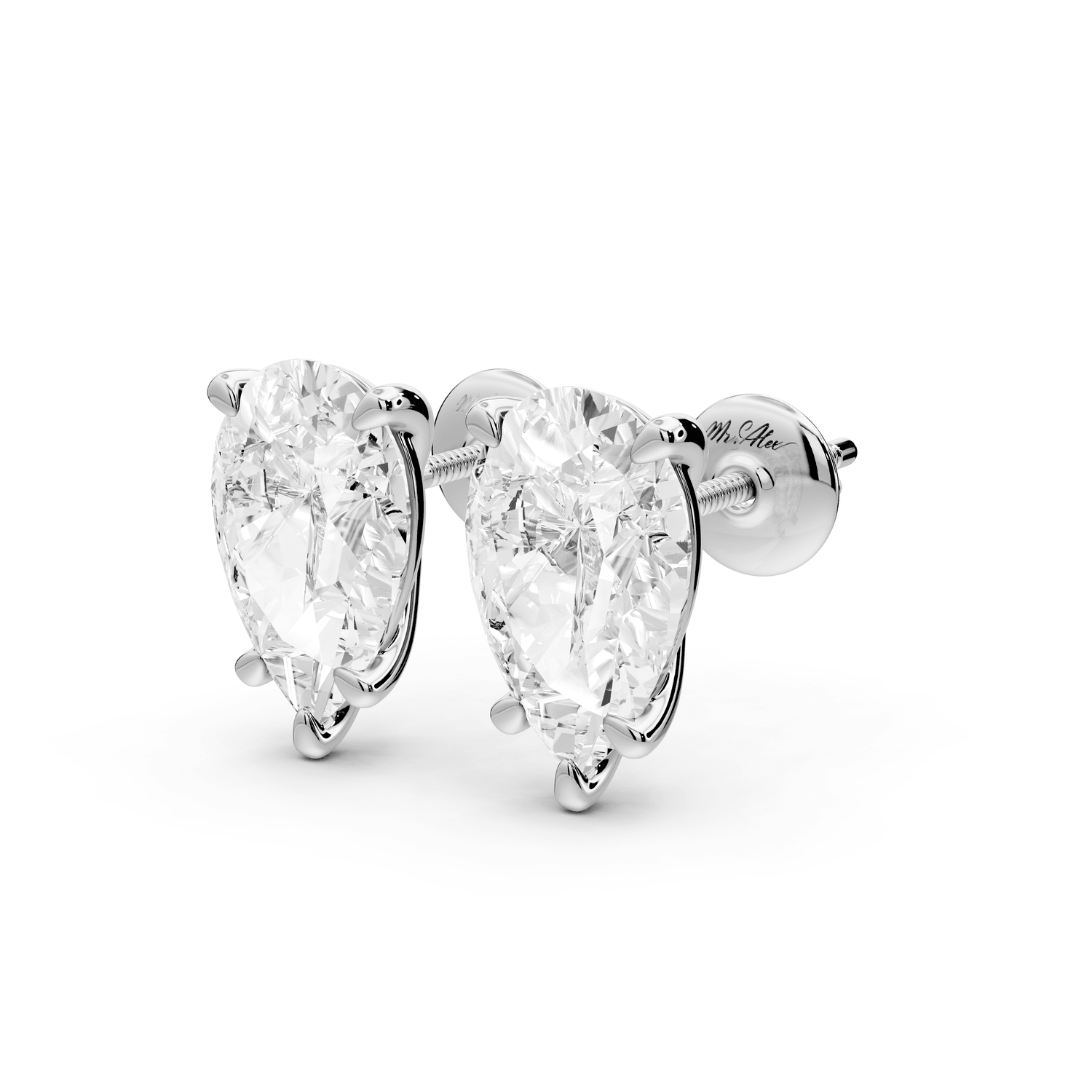Aura - 5ct 14k white gold Pear - Cut Diamond Stud Earrings - Mr. Alex Jewelry