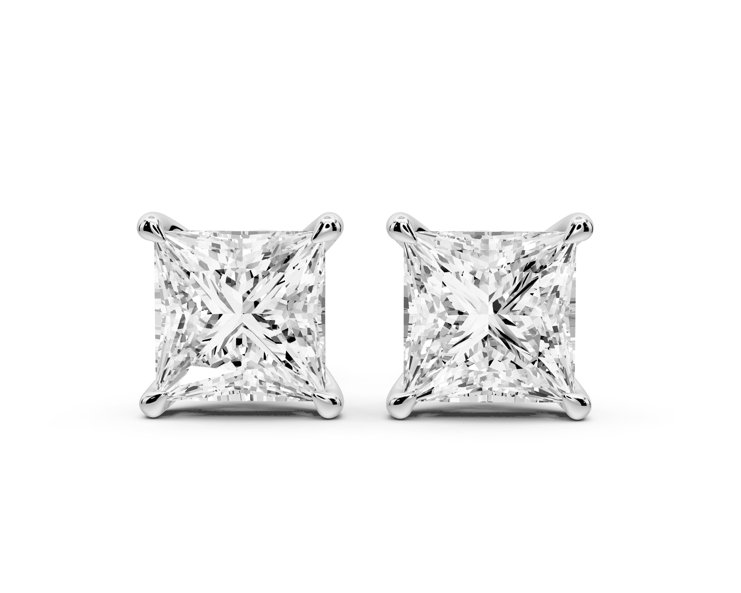 Aura - 5ct 14k white gold Princess - Cut Diamond Stud Earrings - Mr. Alex Jewelry