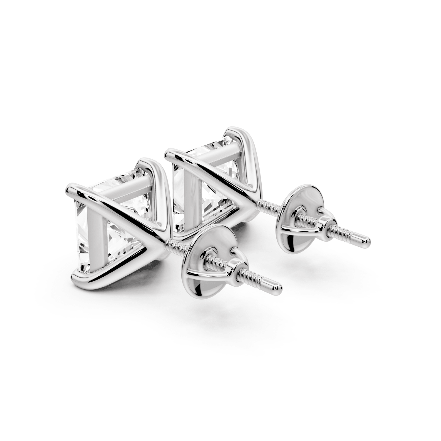 Aura - 5ct 14k white gold Princess - Cut Diamond Stud Earrings - Mr. Alex Jewelry
