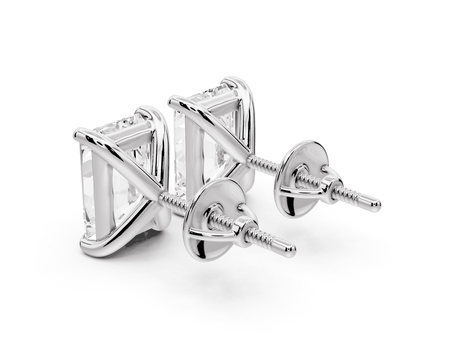 Aura - 5ct 14k white gold Radiant - Cut Diamond Stud Earrings - Mr. Alex Jewelry