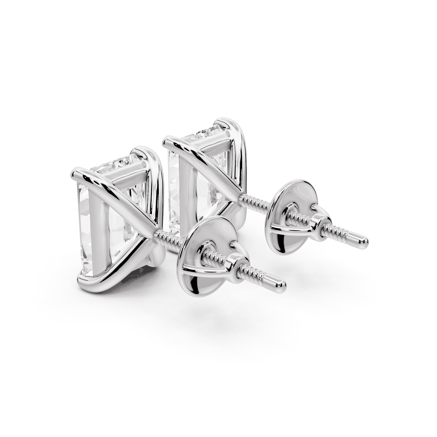 Aura - 5ct 14k white gold Radiant - Cut Diamond Stud Earrings - Mr. Alex Jewelry