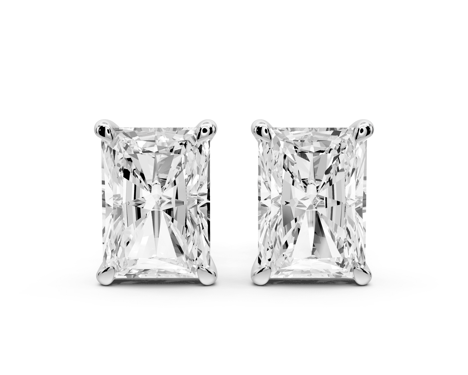 Aura - 5ct 14k white gold Radiant - Cut Diamond Stud Earrings - Mr. Alex Jewelry