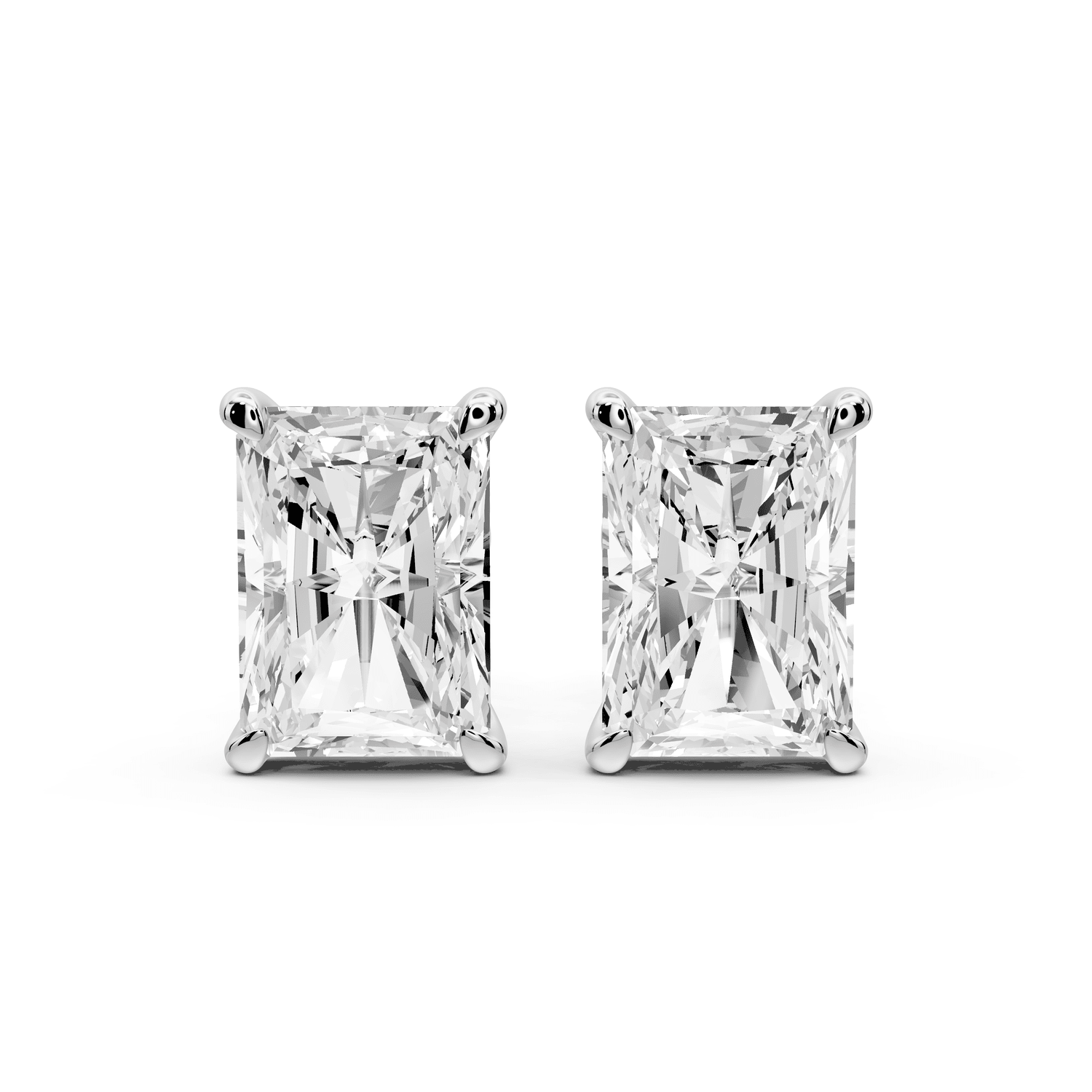 Aura - 5ct 14k white gold Radiant - Cut Diamond Stud Earrings - Mr. Alex Jewelry