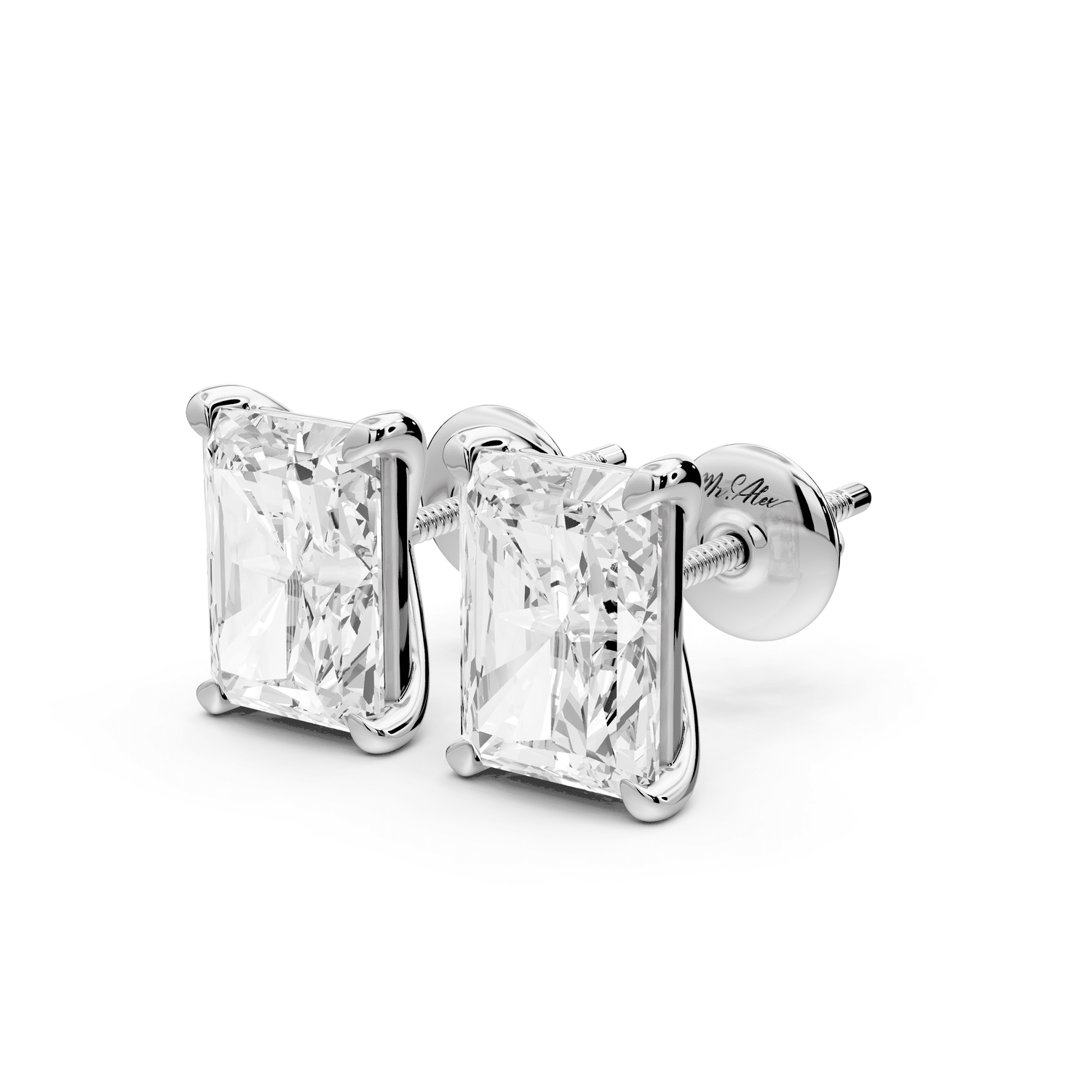 Aura - 5ct 14k white gold Radiant - Cut Diamond Stud Earrings - Mr. Alex Jewelry