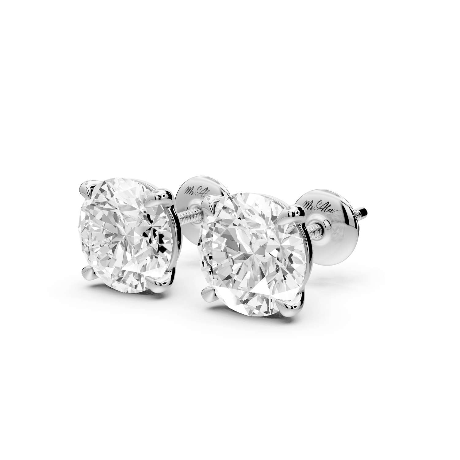 Aura - 5ct 14k white gold Round - Cut Diamond Stud Earrings - Mr. Alex Jewelry