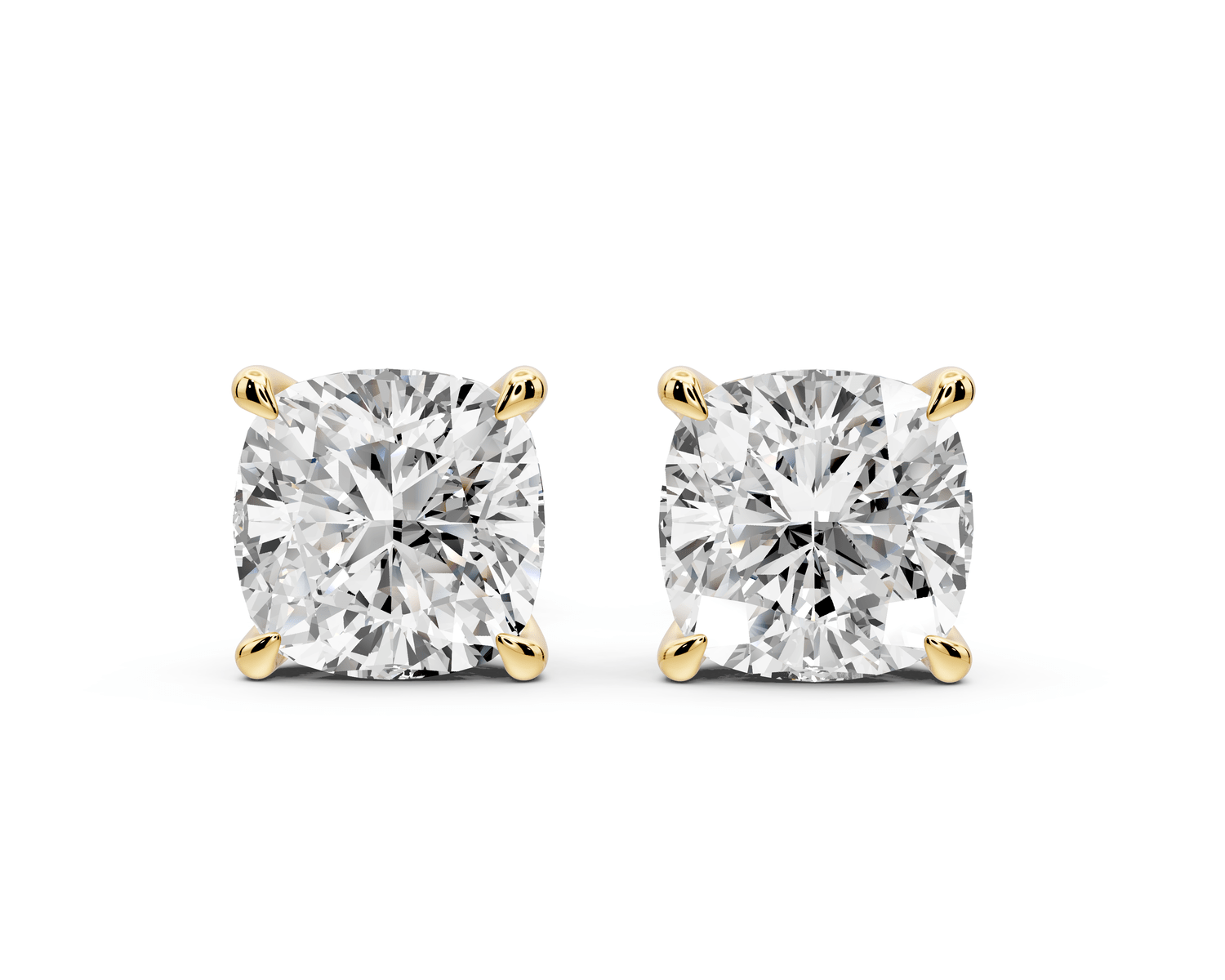 Aura - 5ct 14k yellow gold Cushion - Cut Diamond Stud Earrings - Mr. Alex Jewelry