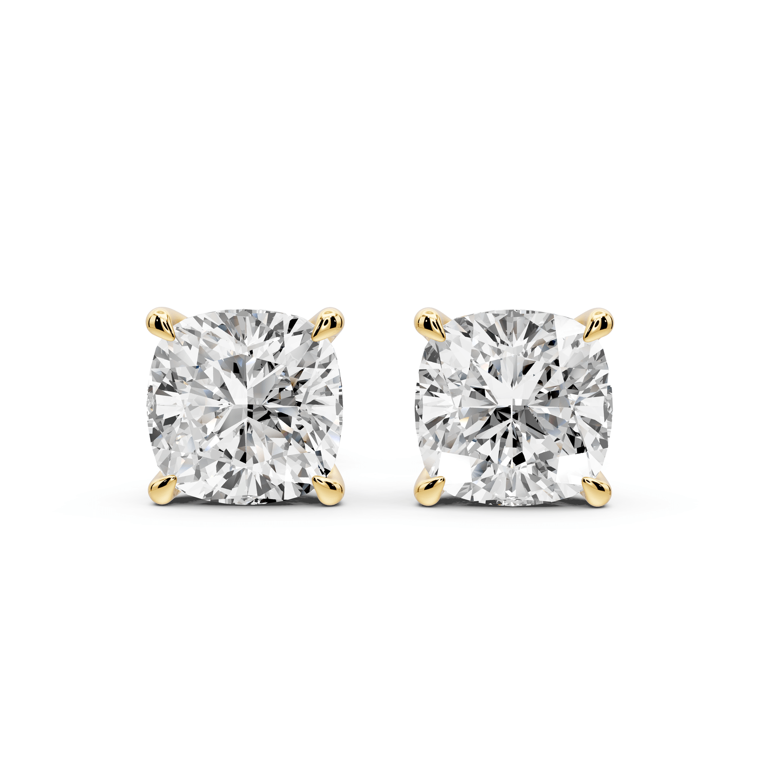 Aura - 5ct 14k yellow gold Cushion - Cut Diamond Stud Earrings - Mr. Alex Jewelry