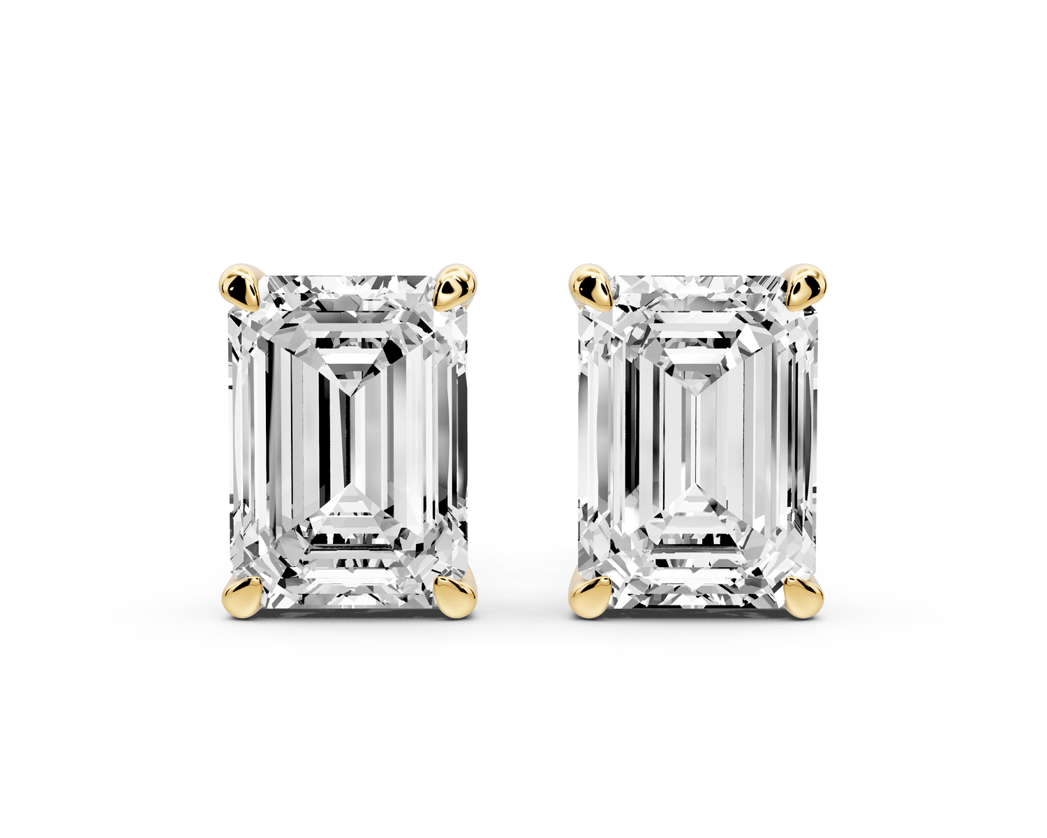 Aura - 5ct 14k yellow gold Emerald - Cut Diamond Stud Earrings - Mr. Alex Jewelry