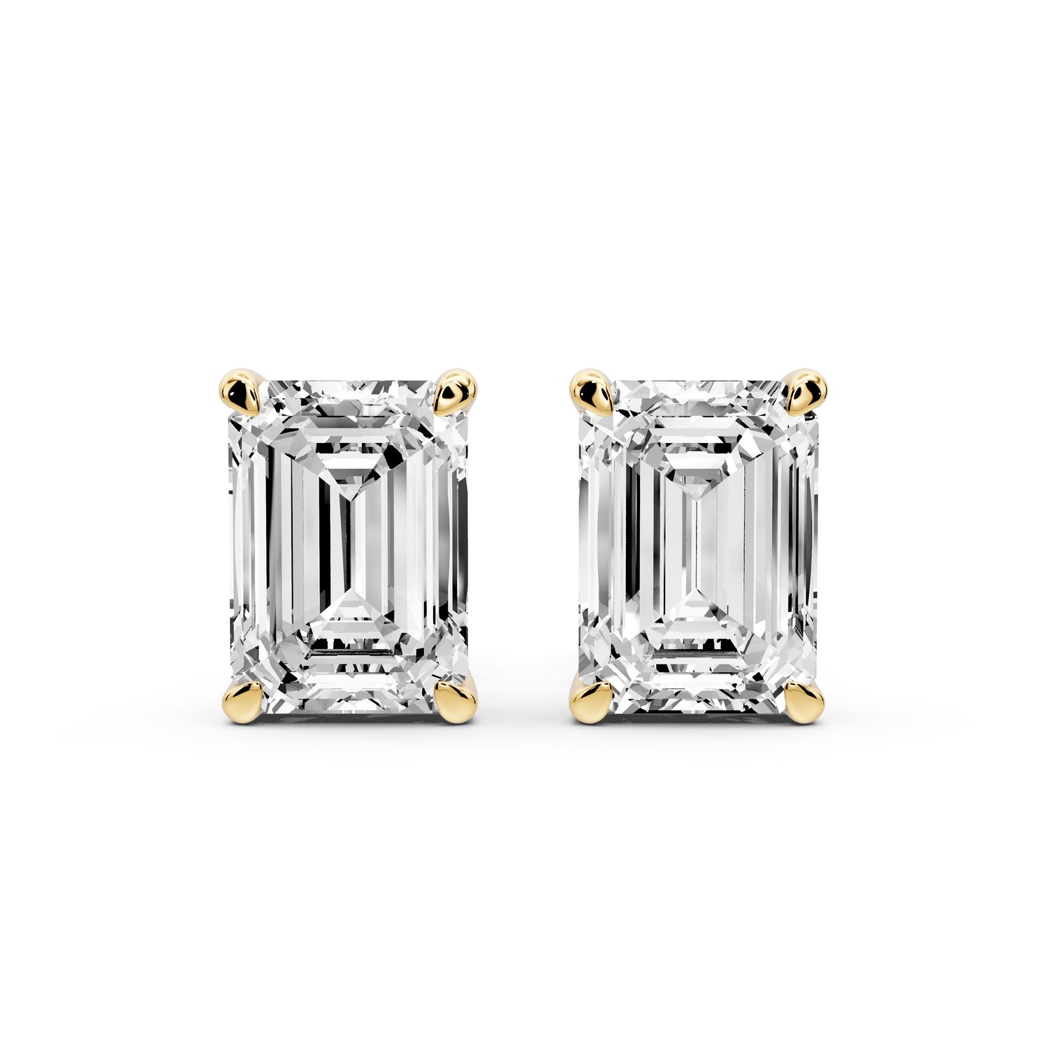Aura - 5ct 14k yellow gold Emerald - Cut Diamond Stud Earrings - Mr. Alex Jewelry
