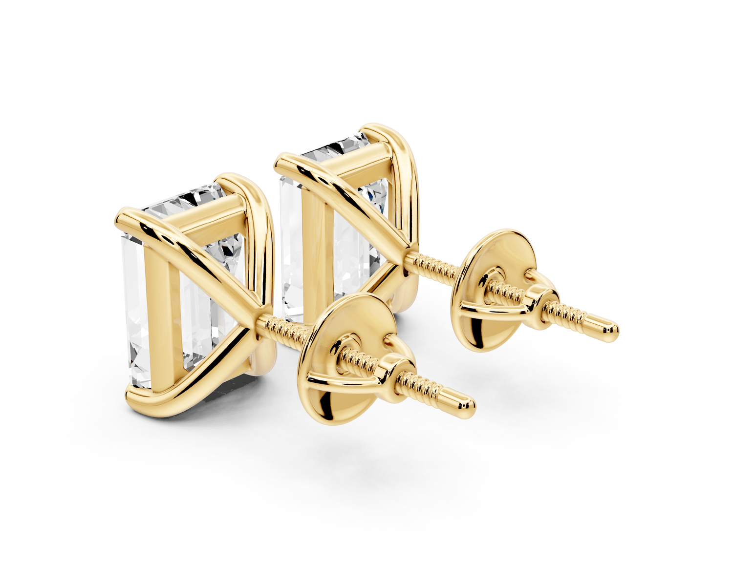 Aura - 5ct 14k yellow gold Emerald - Cut Diamond Stud Earrings - Mr. Alex Jewelry
