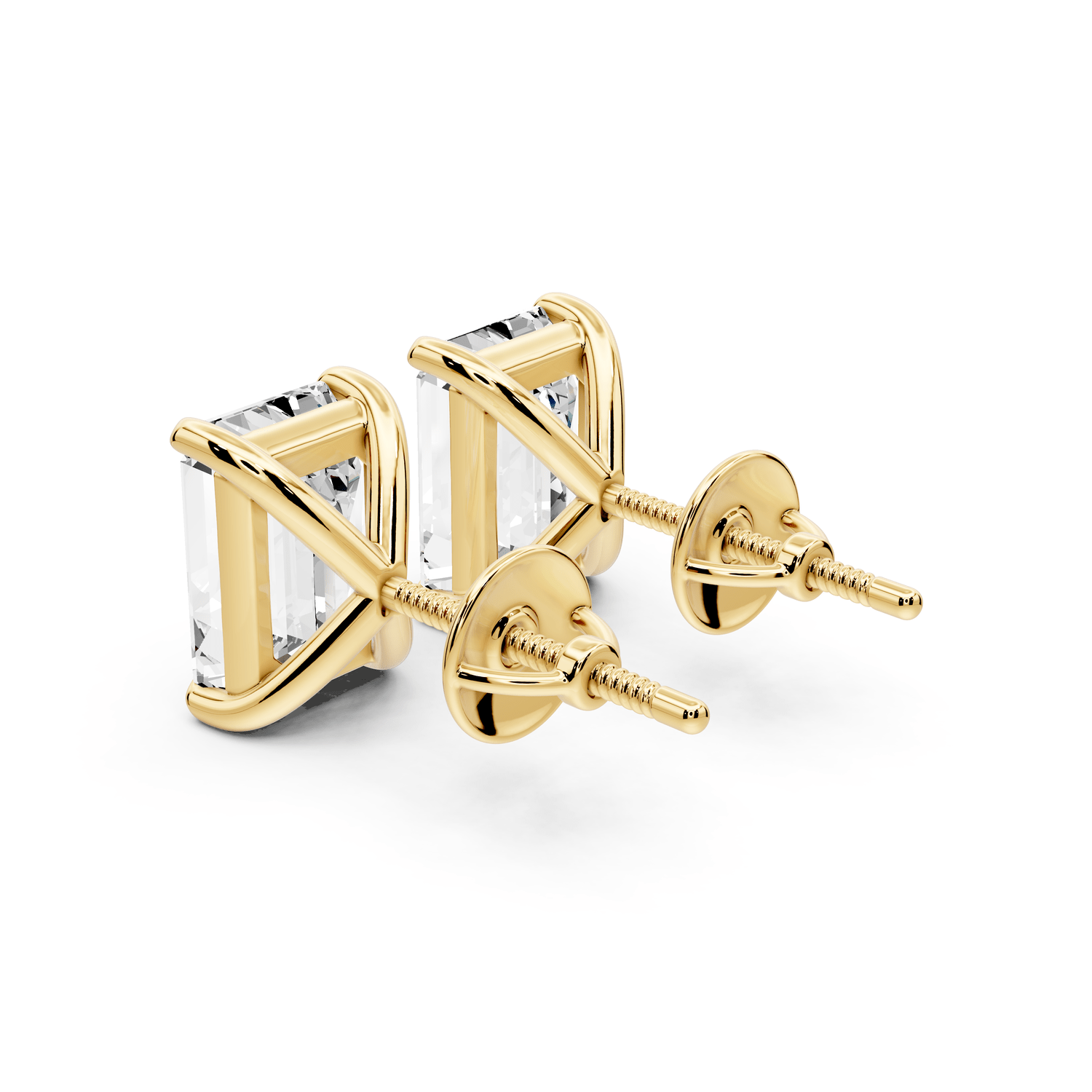 Aura - 5ct 14k yellow gold Emerald - Cut Diamond Stud Earrings - Mr. Alex Jewelry