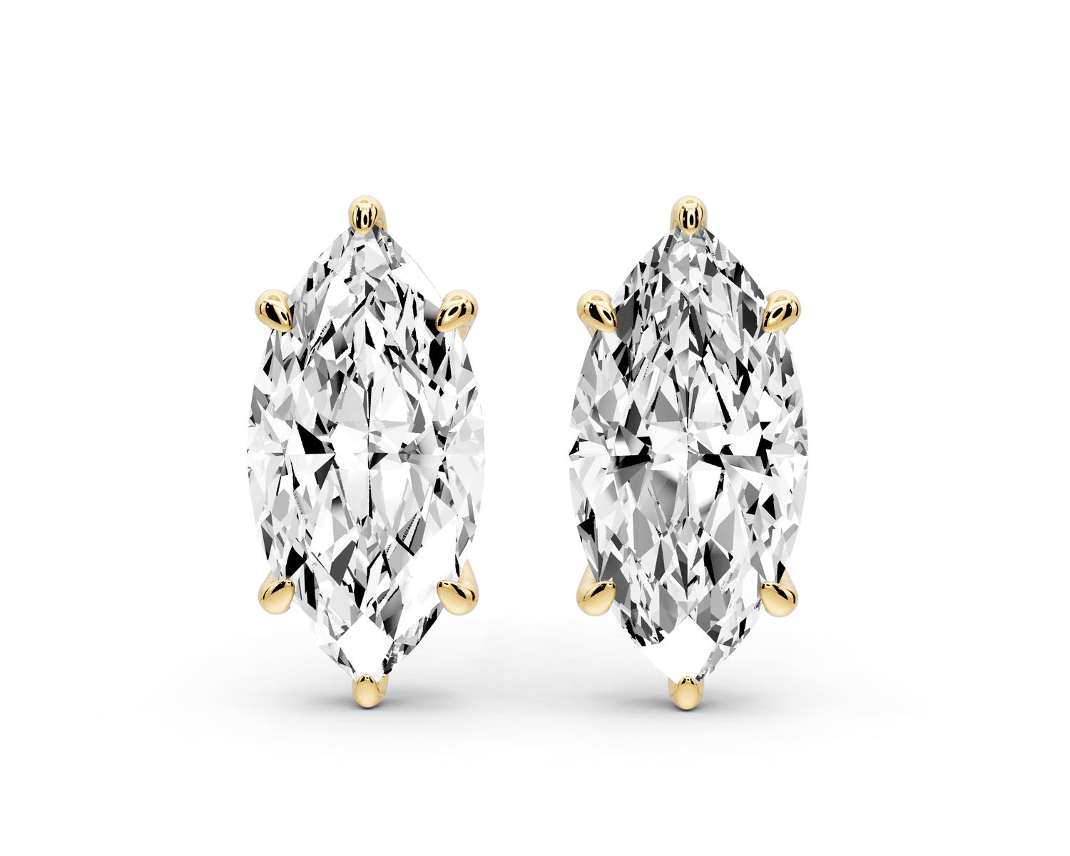 Aura - 5ct 14k yellow gold Marquise - Cut Diamond Stud Earrings - Mr. Alex Jewelry