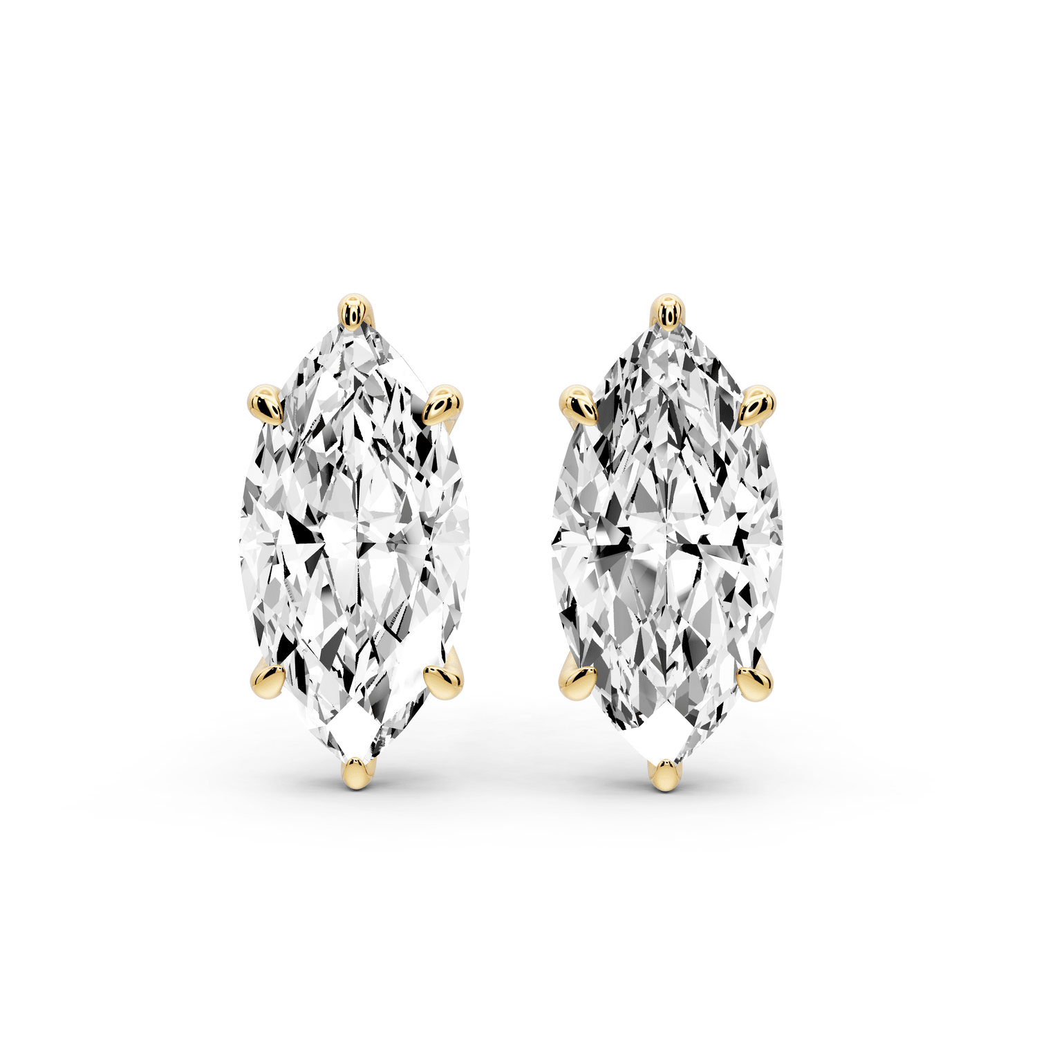 Aura - 5ct 14k yellow gold Marquise - Cut Diamond Stud Earrings - Mr. Alex Jewelry