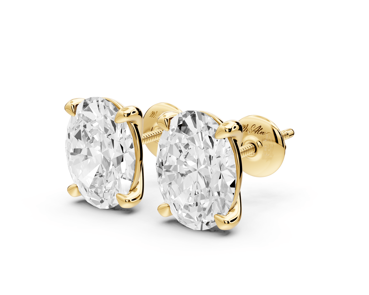 Aura - 5ct 14k yellow gold Oval - Cut Diamond Stud Earrings - Mr. Alex Jewelry