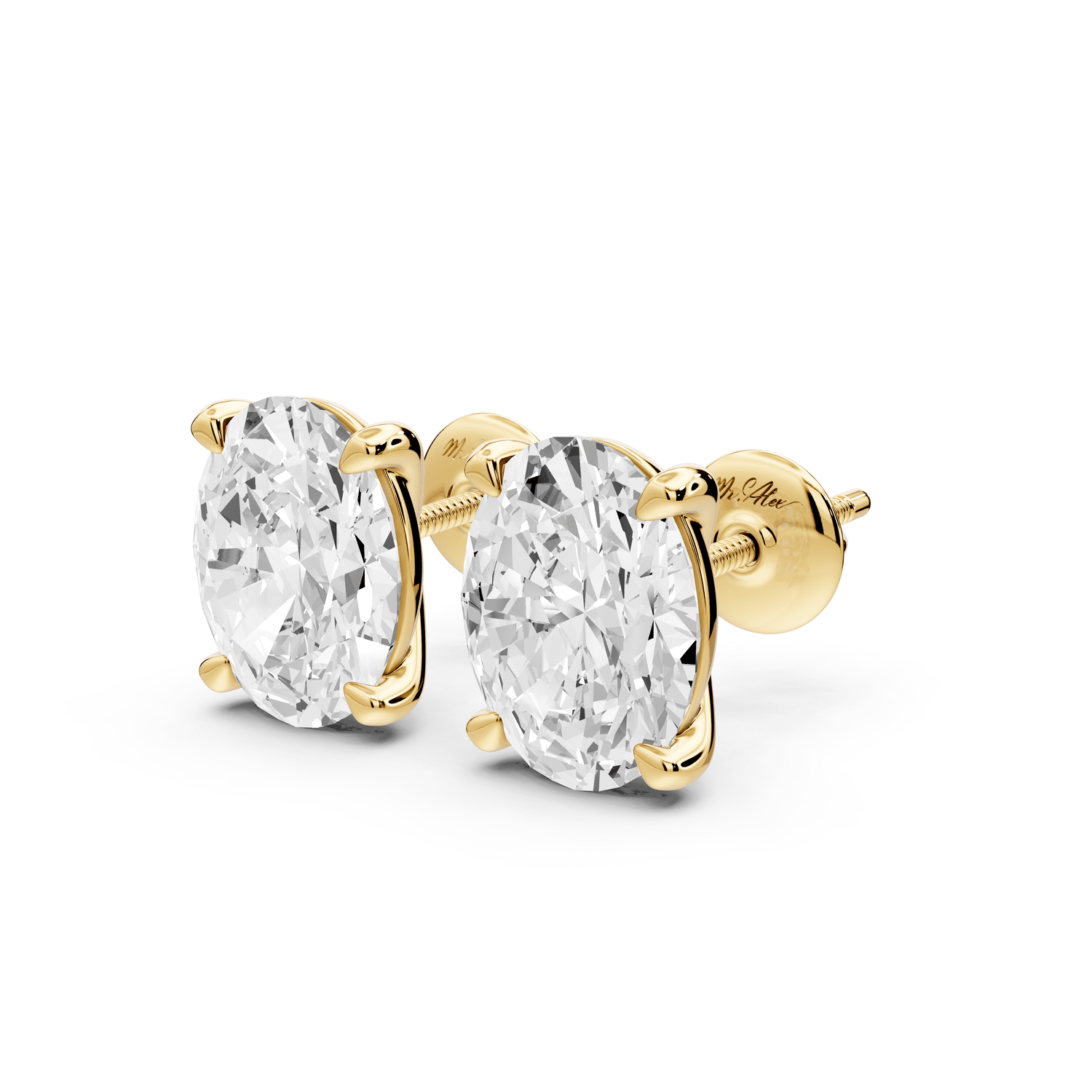 Aura - 5ct 14k yellow gold Oval - Cut Diamond Stud Earrings - Mr. Alex Jewelry