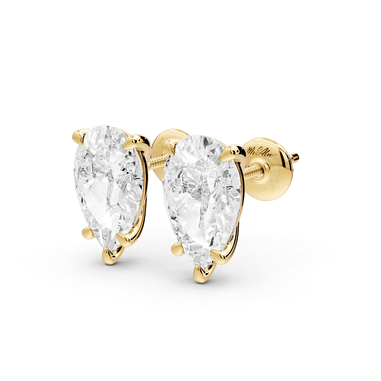 Aura - 5ct 14k yellow gold Pear - Cut Diamond Stud Earrings - Mr. Alex Jewelry