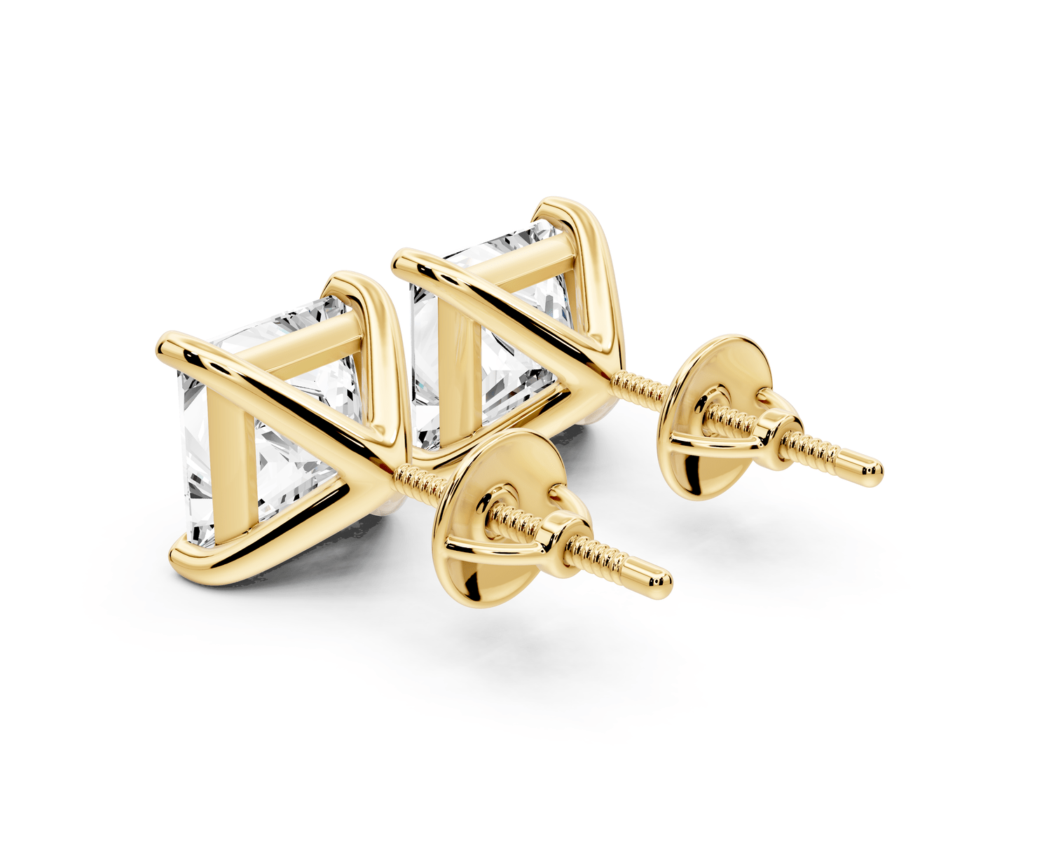 Aura - 5ct 14k yellow gold Princess - Cut Diamond Stud Earrings - Mr. Alex Jewelry
