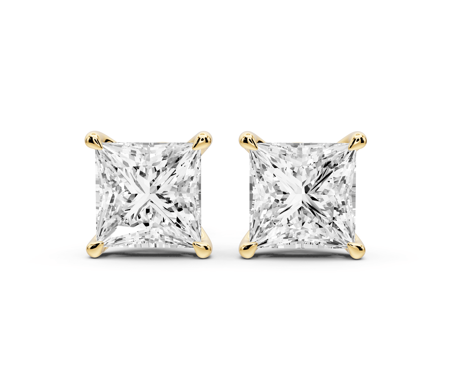 Aura - 5ct 14k yellow gold Princess - Cut Diamond Stud Earrings - Mr. Alex Jewelry