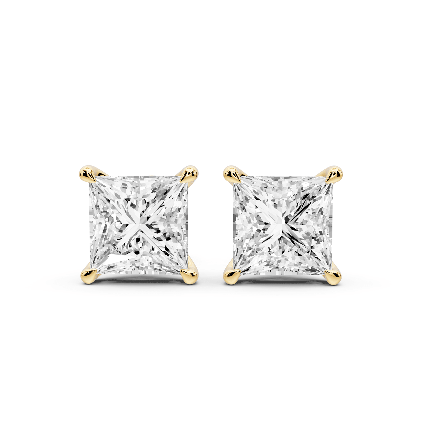 Aura - 5ct 14k yellow gold Princess - Cut Diamond Stud Earrings - Mr. Alex Jewelry